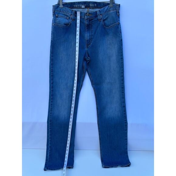 Carhartt Rugged Flex Relaxed Fit Mens Blue Jeans 36x34 Straight Leg Workwear - Picture 4 of 12
